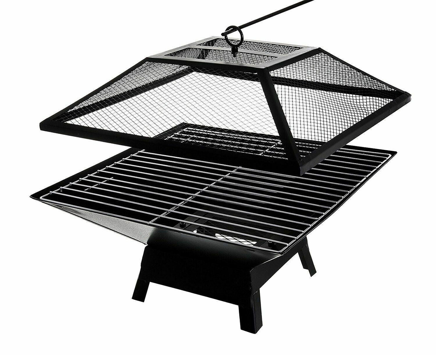 SQUARE FIRE PIT BBQ GRILL OUTDOOR GARDEN