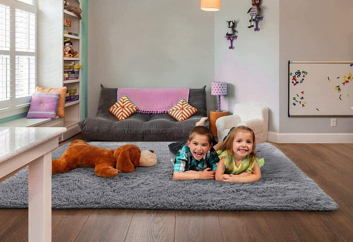 Fluffy Large Rugs Anti-Slip Super Soft Carpet Mat Floor Living Room Bedroom Rug