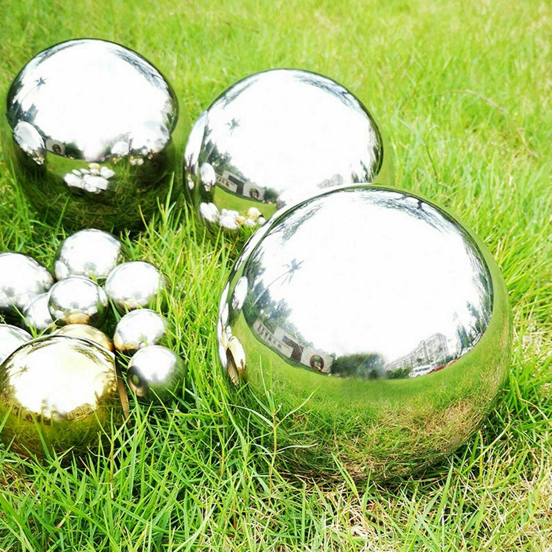 6x Steel Silver Mirror Sphere Hollow Gazing Ball Home Garden Ornament