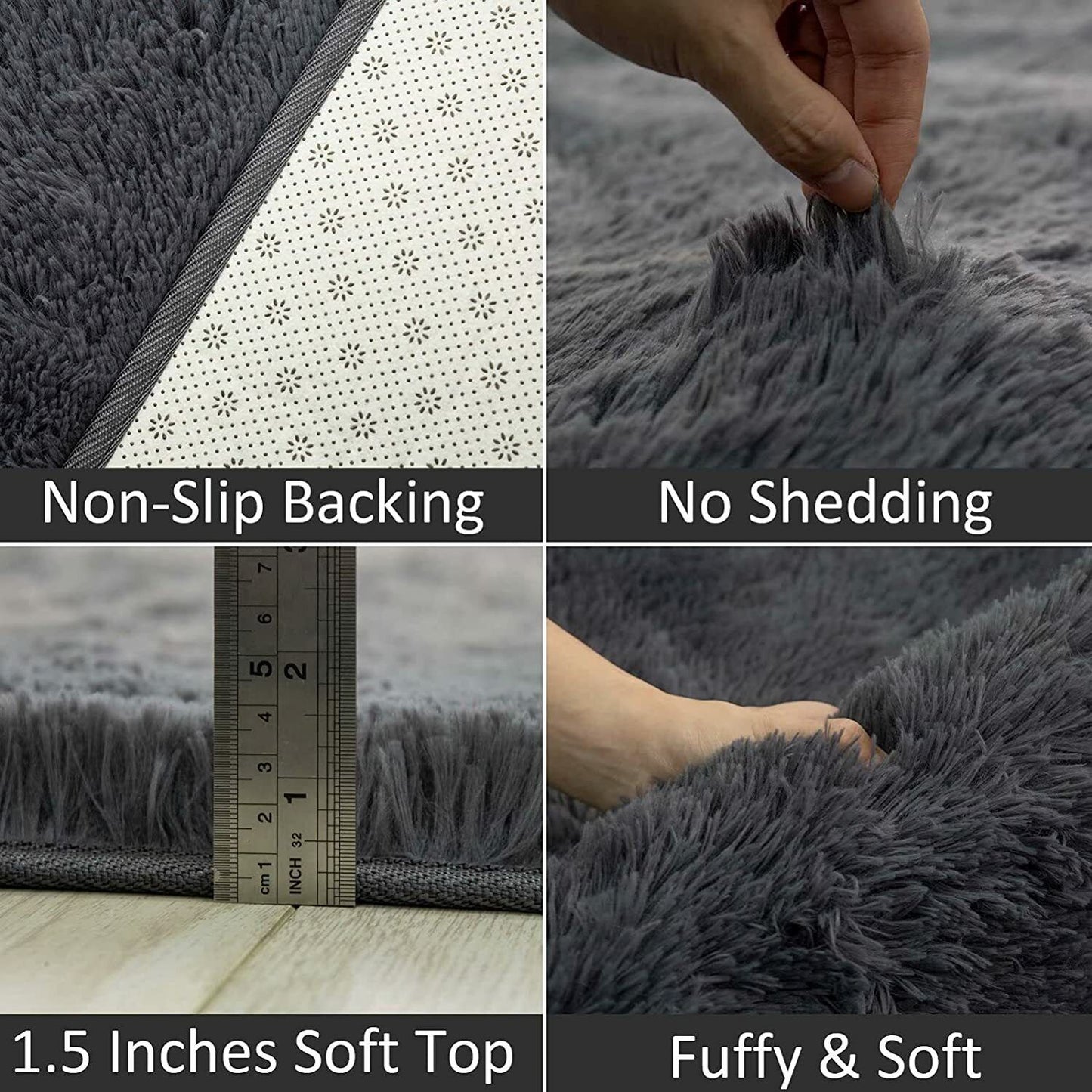 Fluffy Large Rugs Anti-Slip Super Soft Carpet Mat Floor Living Room Bedroom Rug