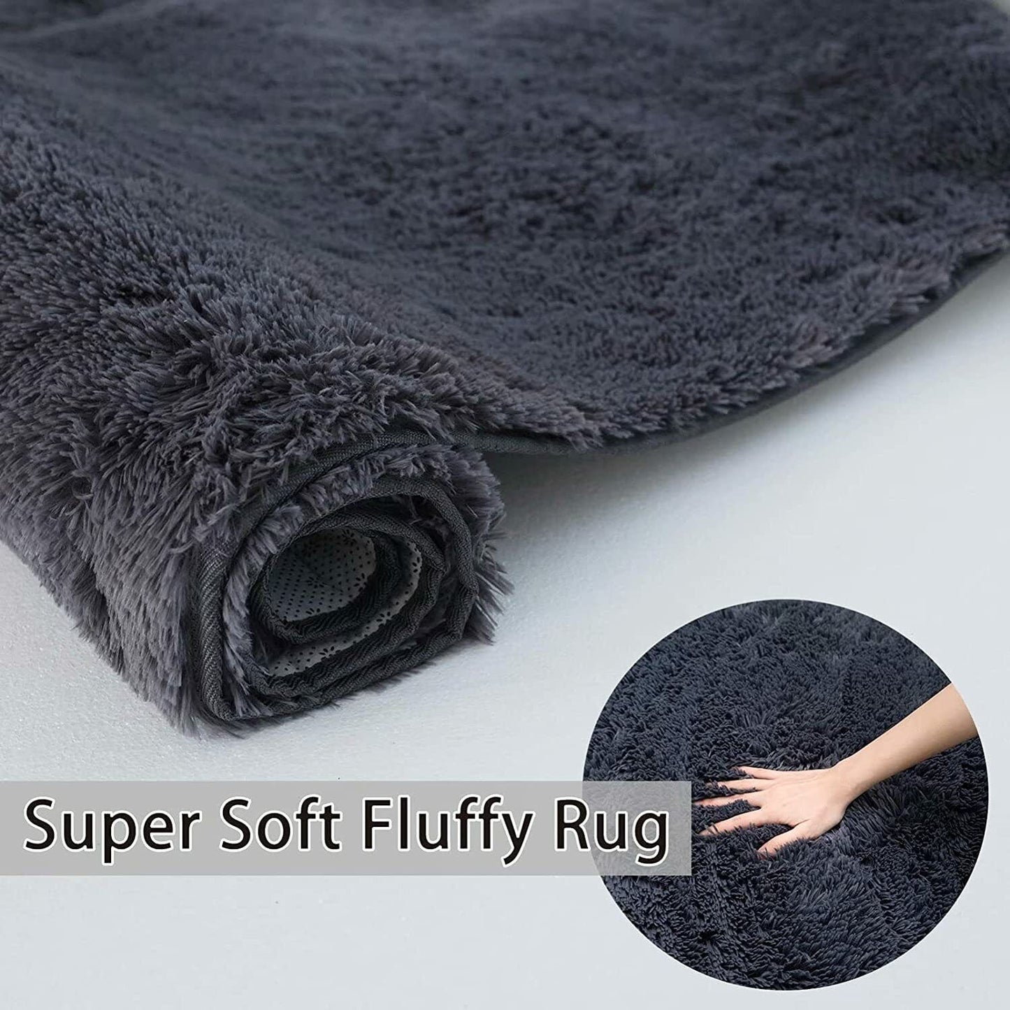 Fluffy Large Rugs Anti-Slip Super Soft Carpet Mat Floor Living Room Bedroom Rug