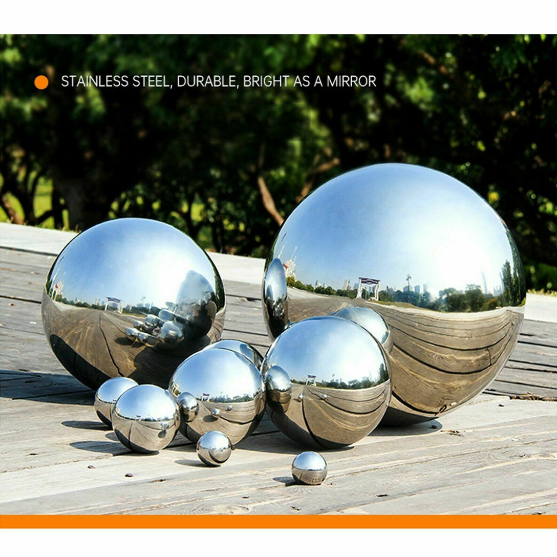 6x Steel Silver Mirror Sphere Hollow Gazing Ball Home Garden Ornament