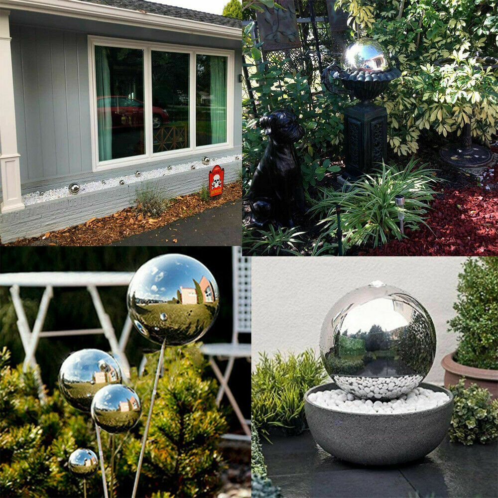 6x Steel Silver Mirror Sphere Hollow Gazing Ball Home Garden Ornament