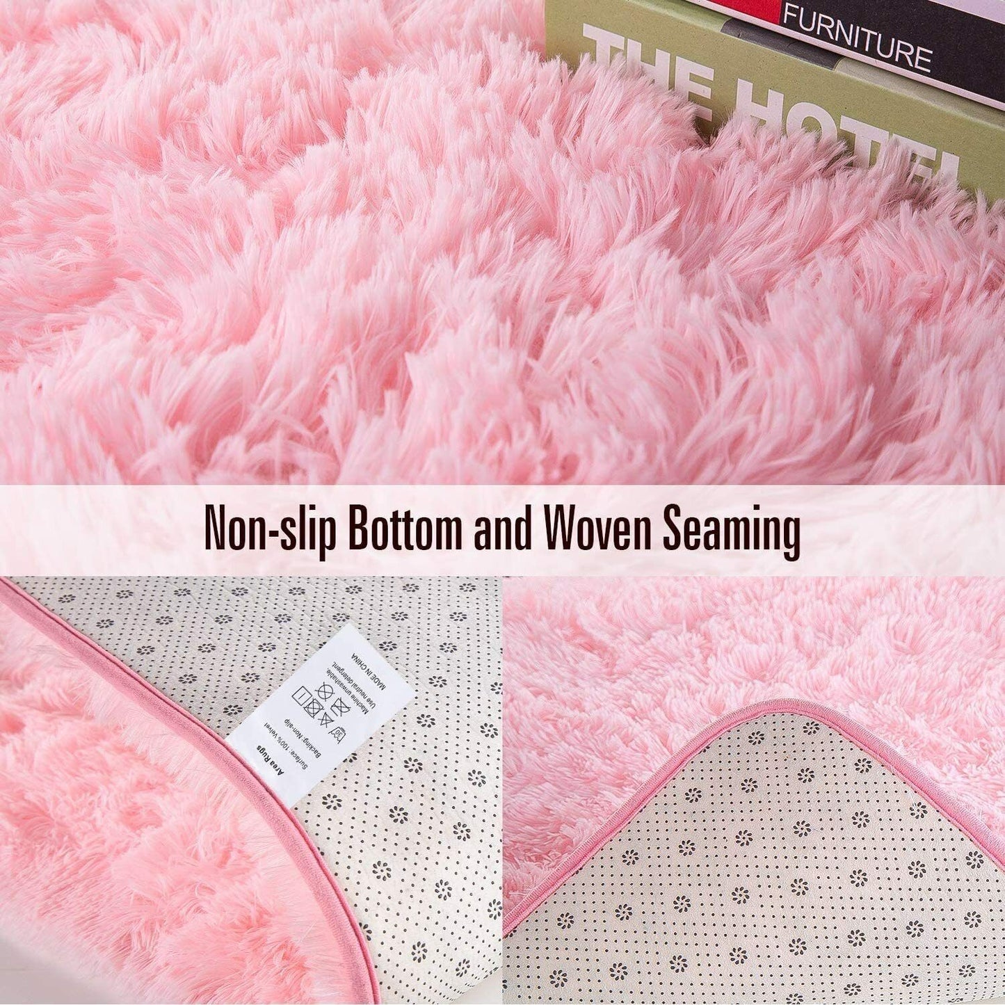 Fluffy Large Rugs Anti-Slip Super Soft Carpet Mat Floor Living Room Bedroom Rug