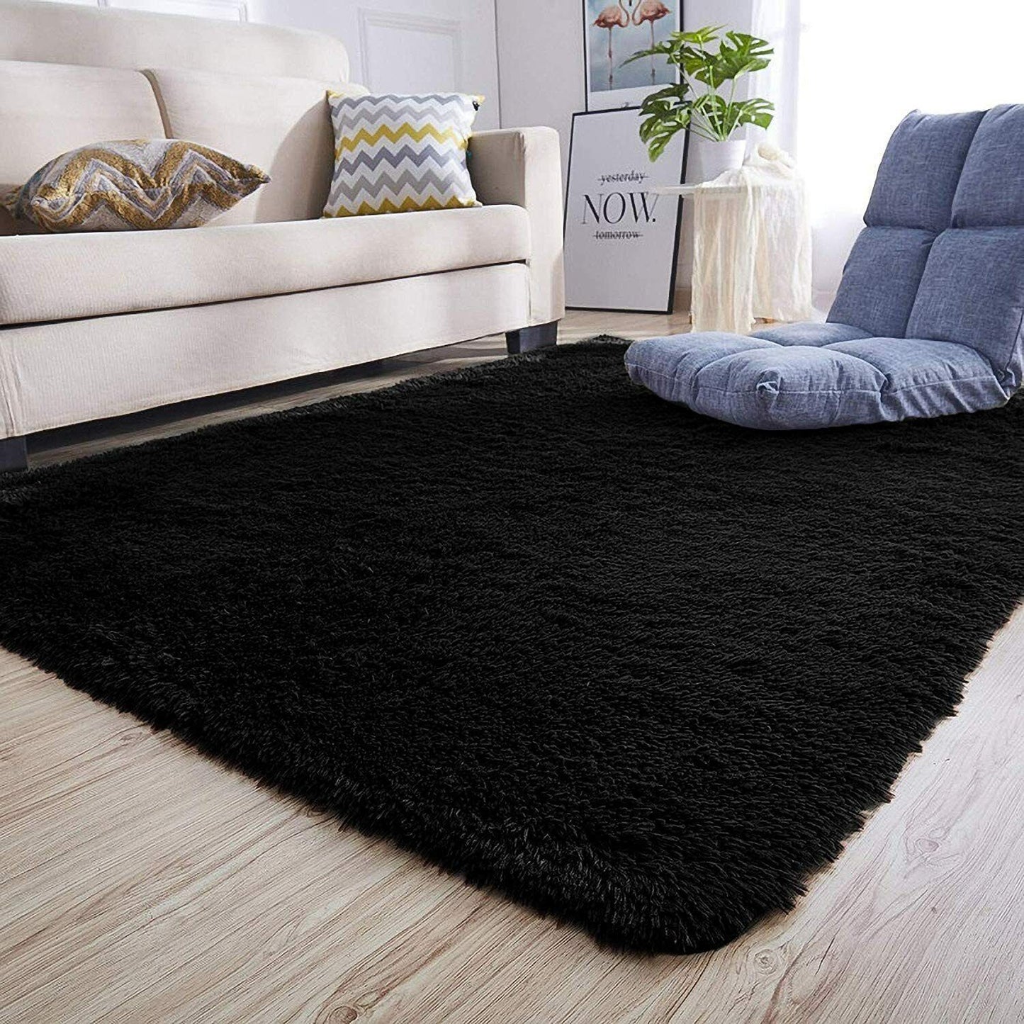 Fluffy Large Rugs Anti-Slip Super Soft Carpet Mat Floor Living Room Bedroom Rug