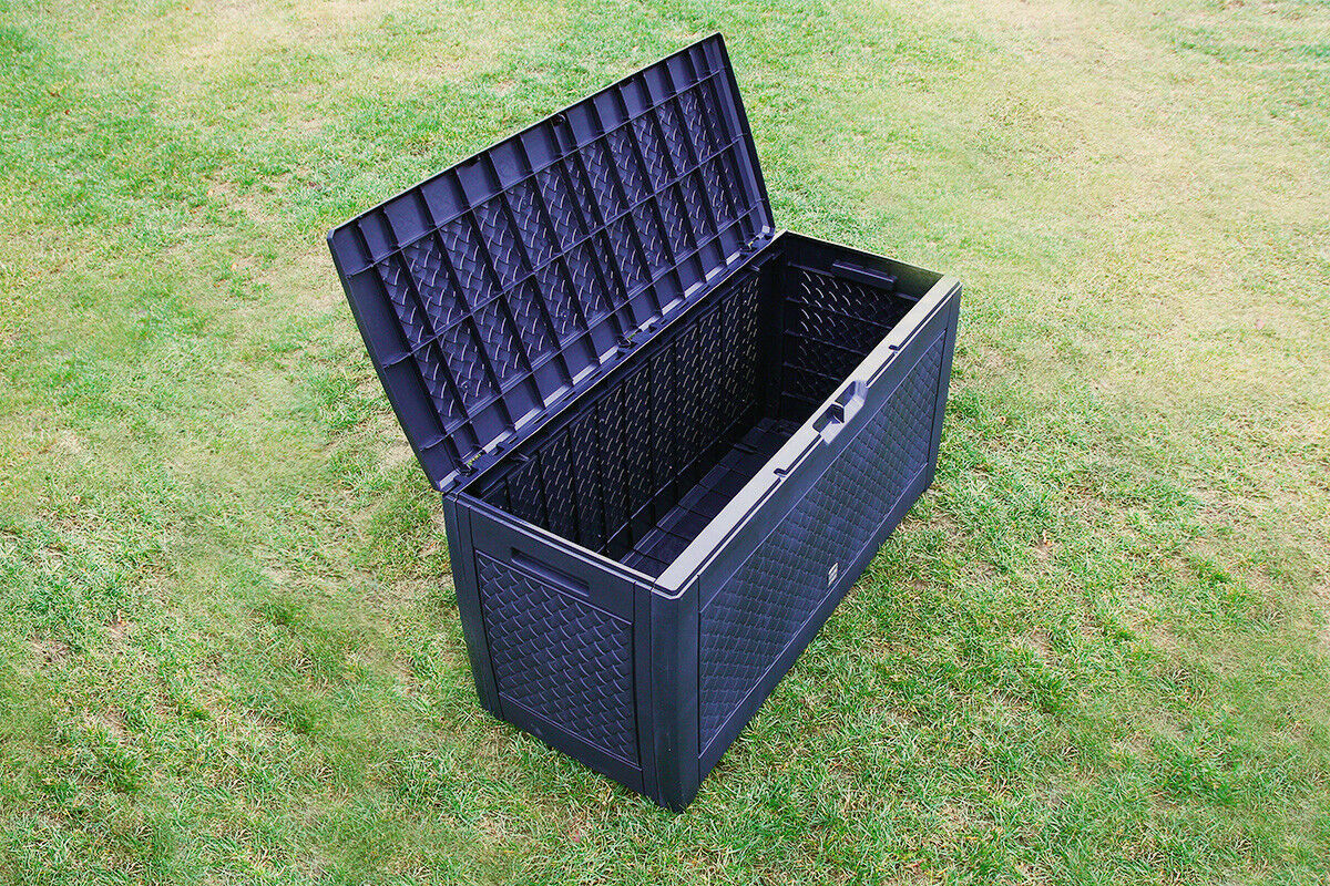 XL Size Black Garden Storage Utility Cushion Box Shed Plastic Fully Waterproof