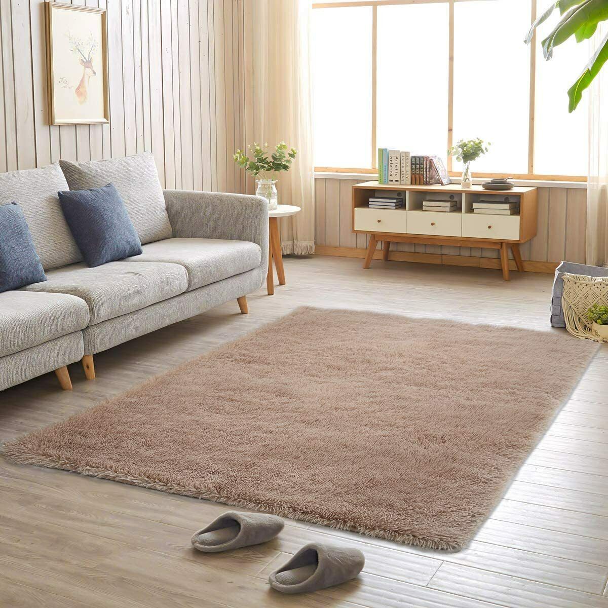 Fluffy Large Rugs Anti-Slip Super Soft Carpet Mat Floor Living Room Bedroom Rug