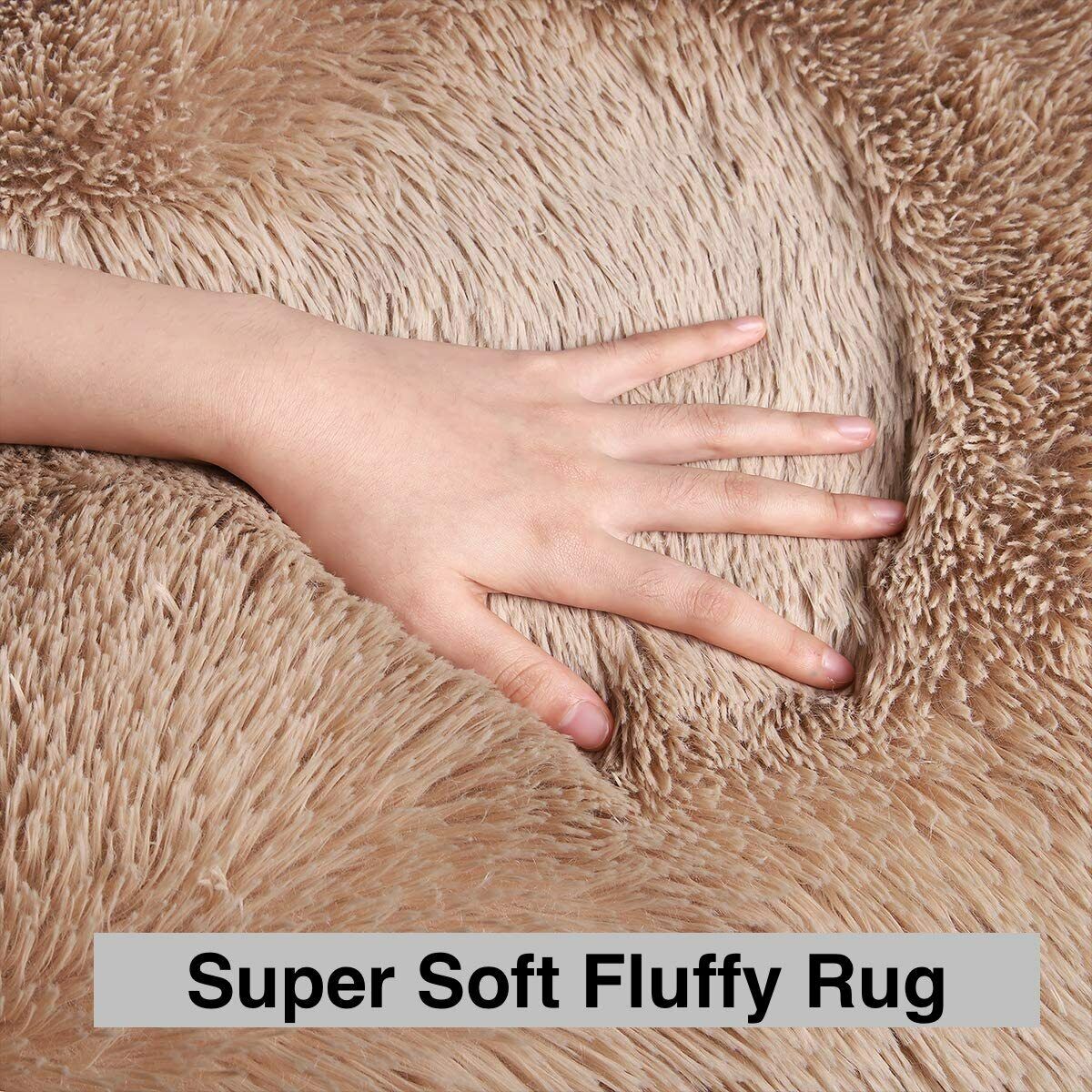 Fluffy Large Rugs Anti-Slip Super Soft Carpet Mat Floor Living Room Bedroom Rug