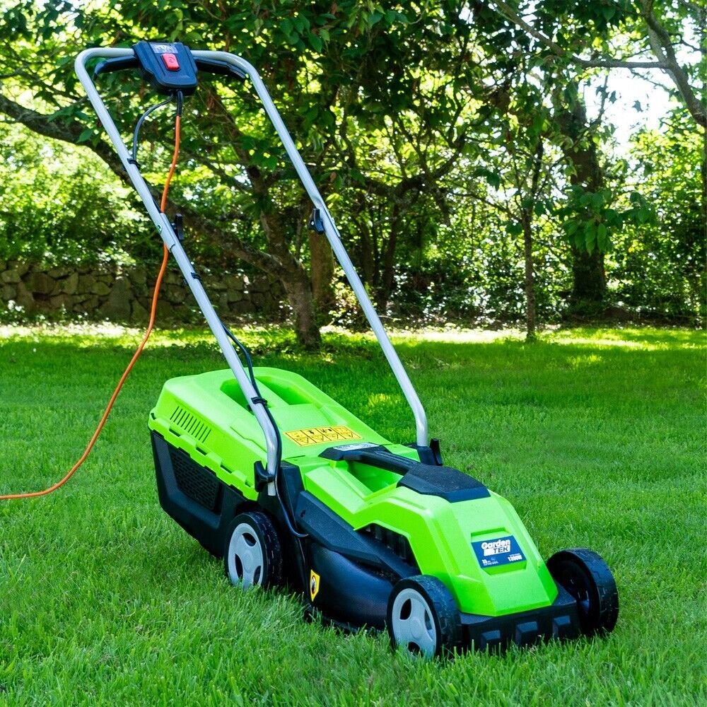 GardenTek 33cm Corded Electric Lawnmower 1200w 230v Roller Mulching Lawn Mower