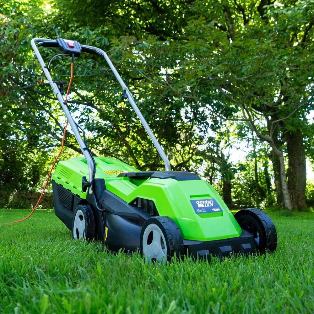 GardenTek 33cm Corded Electric Lawnmower 1200w 230v Roller Mulching Lawn Mower