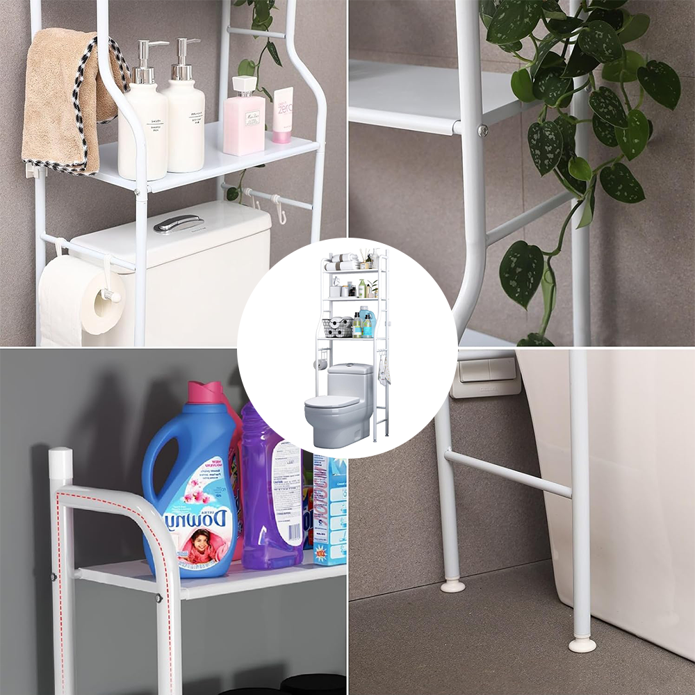 3 Tier Over Toilet Storage Rack Bathroom Laundry Washing Machine Shelf Organizer