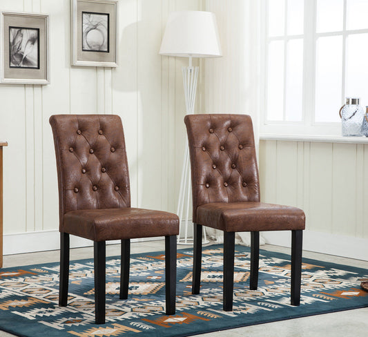2 x Linded Fabric Dining Chairs, Solid Wooden Legs home & restaurants