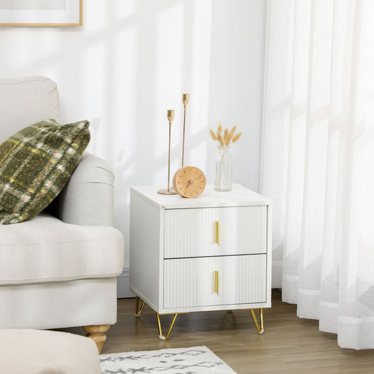 Bedside Table with 2 Drawers, Bedside Cabinet with Metal Frame, for Living Room