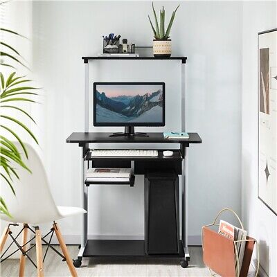 Home Office Computer Desk PC Table with Shelves/Printer Shelf/CPU Stand/2 Tiers