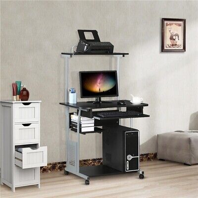 Home Office Computer Desk PC Table with Shelves/Printer Shelf/CPU Stand/2 Tiers