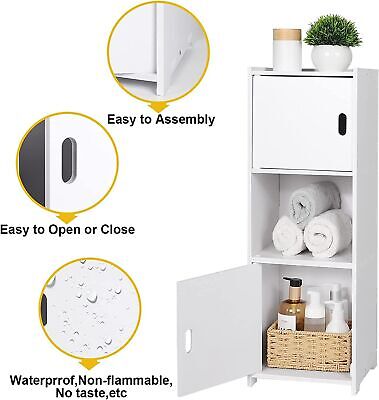 Waterproof Bathroom Storage Cabinet Free Standing Cabinet Organizer Unit White