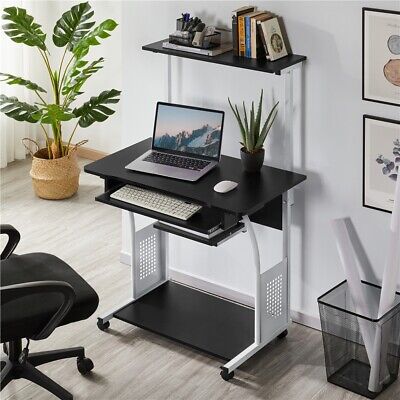 Home Office Computer Desk PC Table with Shelves/Printer Shelf/CPU Stand/2 Tiers