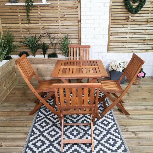 Outdoor 4 Person Folding Square Wooden Garden Patio Dining Table and Chairs Set
No reviews