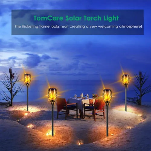 4/8Pcs Solar Flickering Flame Effect Torch Lights Outdoor Garden LED Stake Lamp