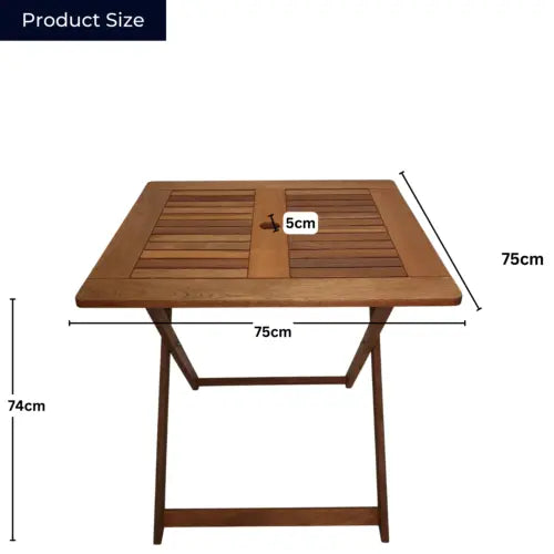 Outdoor 4 Person Folding Square Wooden Garden Patio Dining Table and Chairs Set
No reviews