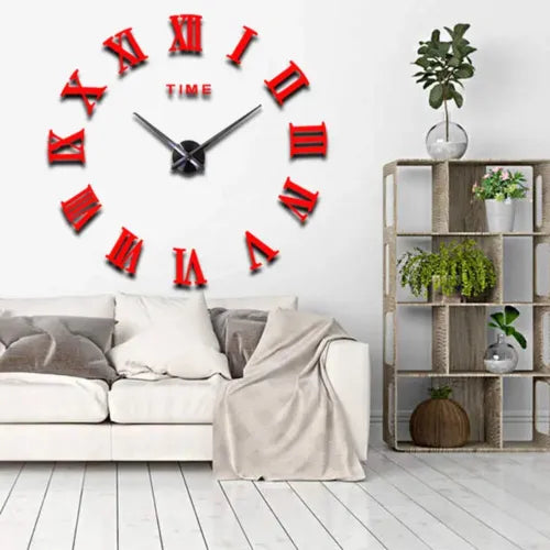 3D Mirror Surface Large Wall Clock Luminous Modern DIY Sticker Office Home Decor