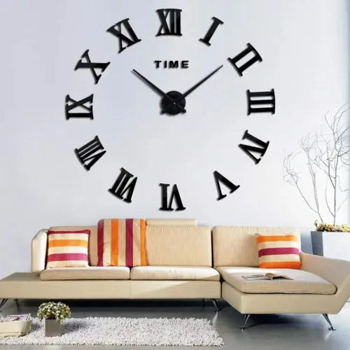 3D Mirror Surface Large Wall Clock Luminous Modern DIY Sticker Office Home Decor