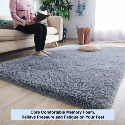 Fluffy Large Rugs Anti-Slip Super Soft Carpet Mat Floor Living Room Bedroom Rug