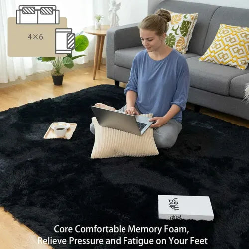 Fluffy Large Rugs Anti-Slip Super Soft Carpet Mat Floor Living Room Bedroom Rug