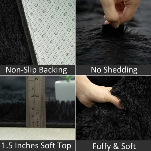 Fluffy Large Rugs Anti-Slip Super Soft Carpet Mat Floor Living Room Bedroom Rug