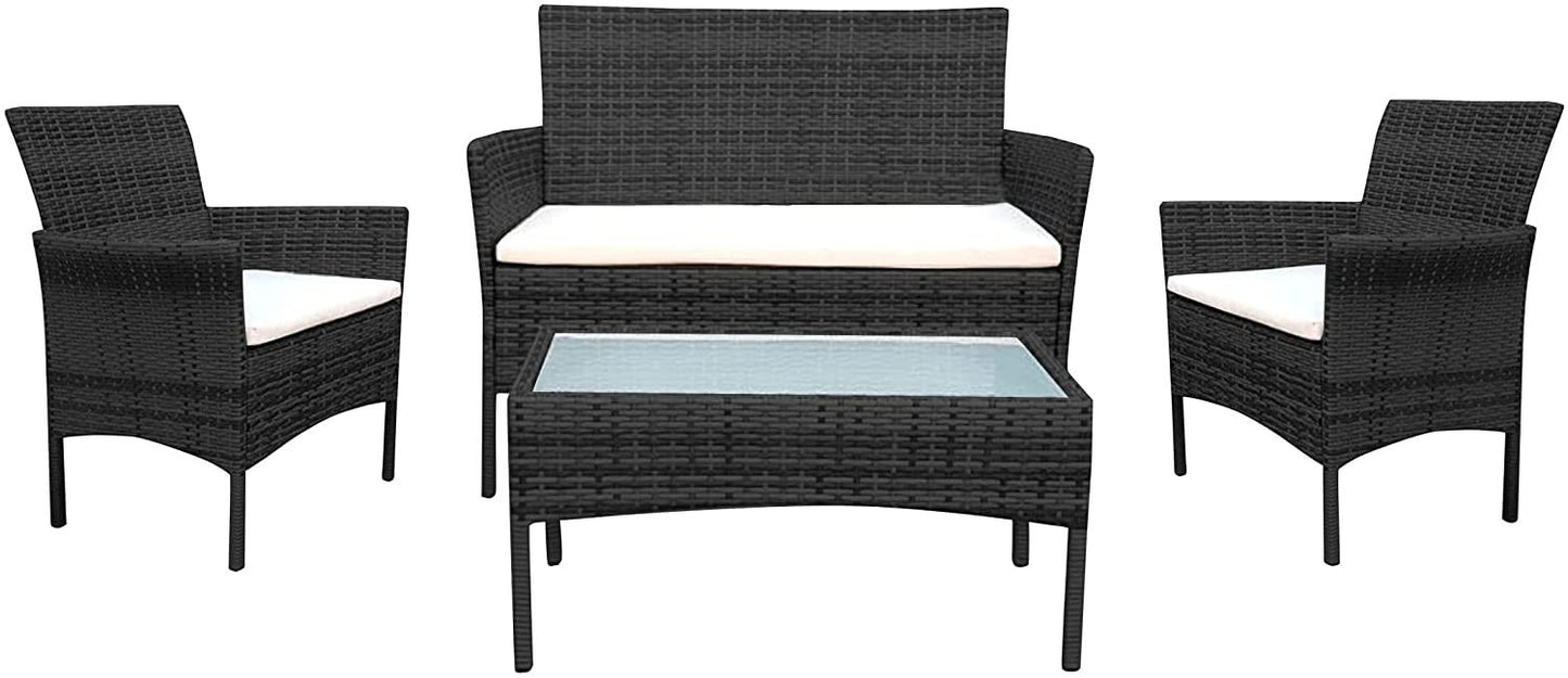 4 Piece Outdoor Rattan Garden Furniture Set