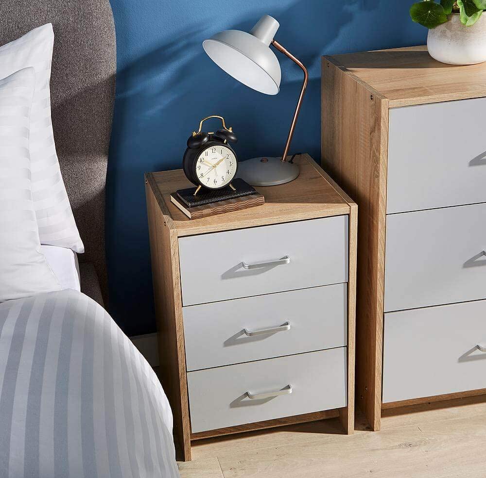 Bedside Table Black 3 Drawer Bedside Cabinet Night Stand