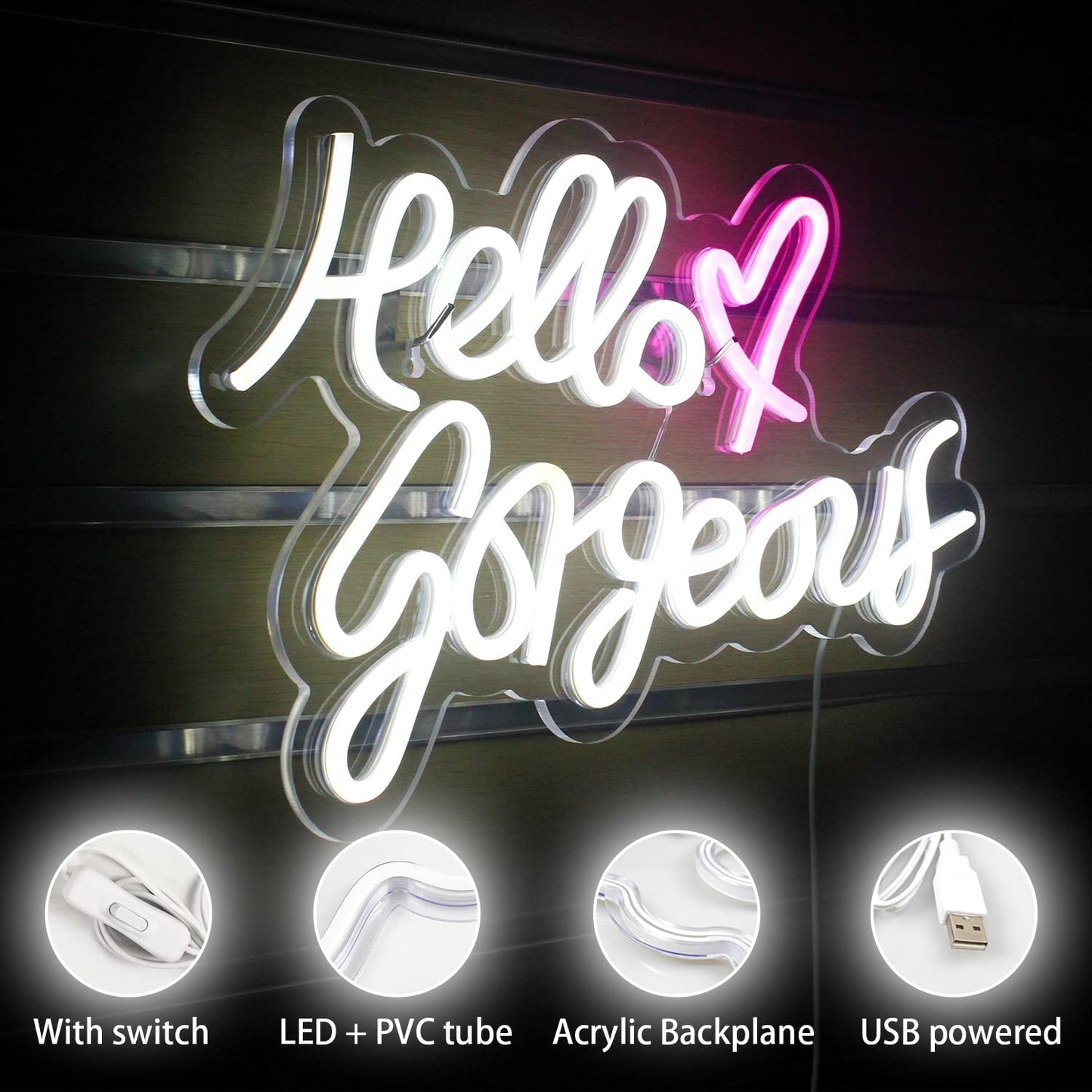 Neon Hello Gorgeous Sign