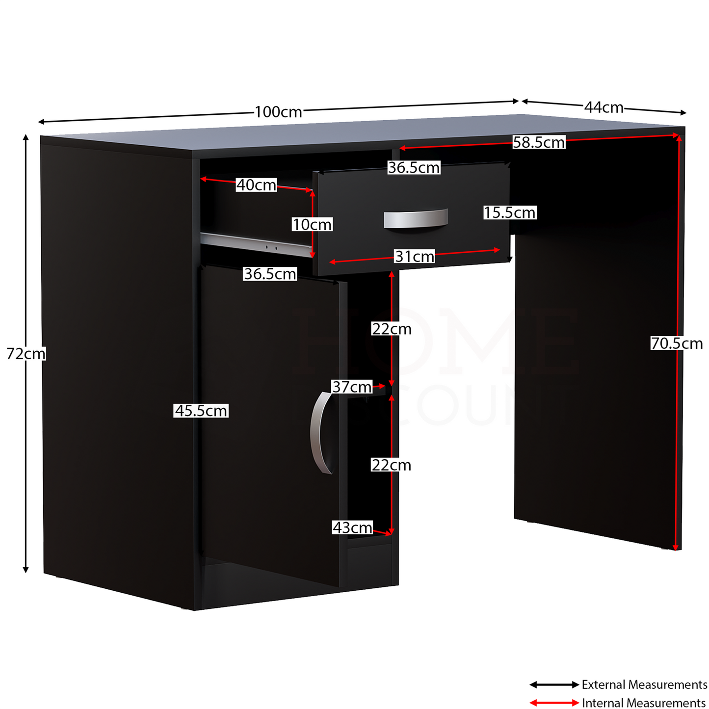 Computer Desk PC Laptop Table 1 Door 1 Drawer Home Office Work Study Workstation