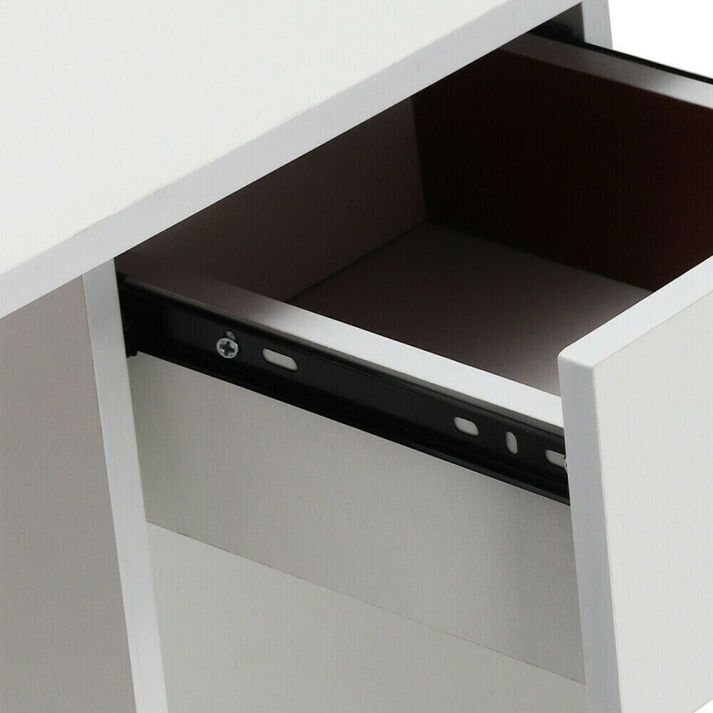 CORNER COMPUTER DESK H SHAPED PC LAPTOP GAMING TABLE W/ BOOK SHELVES BOOKCASE