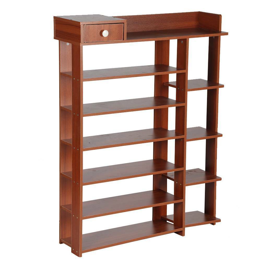 7 Tier Shoe Storage Cabinet Wooden Boots Stand Racks Organizers Unit