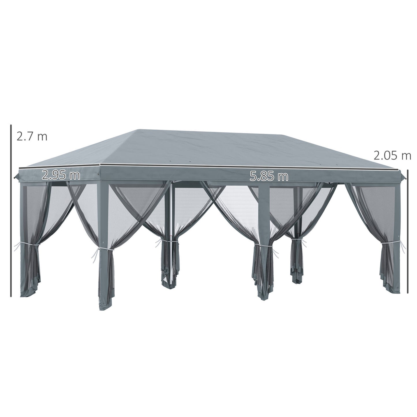 6 x 3m Pop Up Party Tent Gazebo Wedding Canopy with 6 Sidewalls, Grey