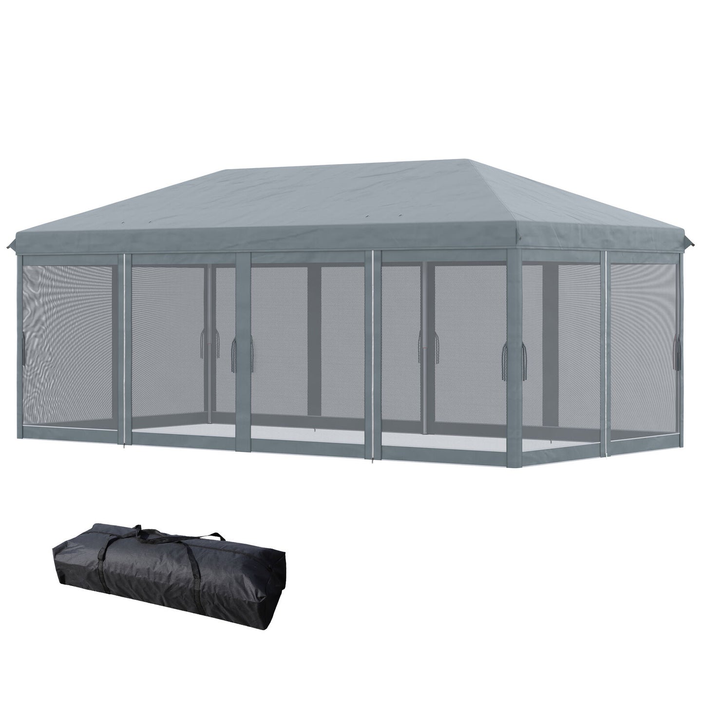 6 x 3m Pop Up Party Tent Gazebo Wedding Canopy with 6 Sidewalls, Grey