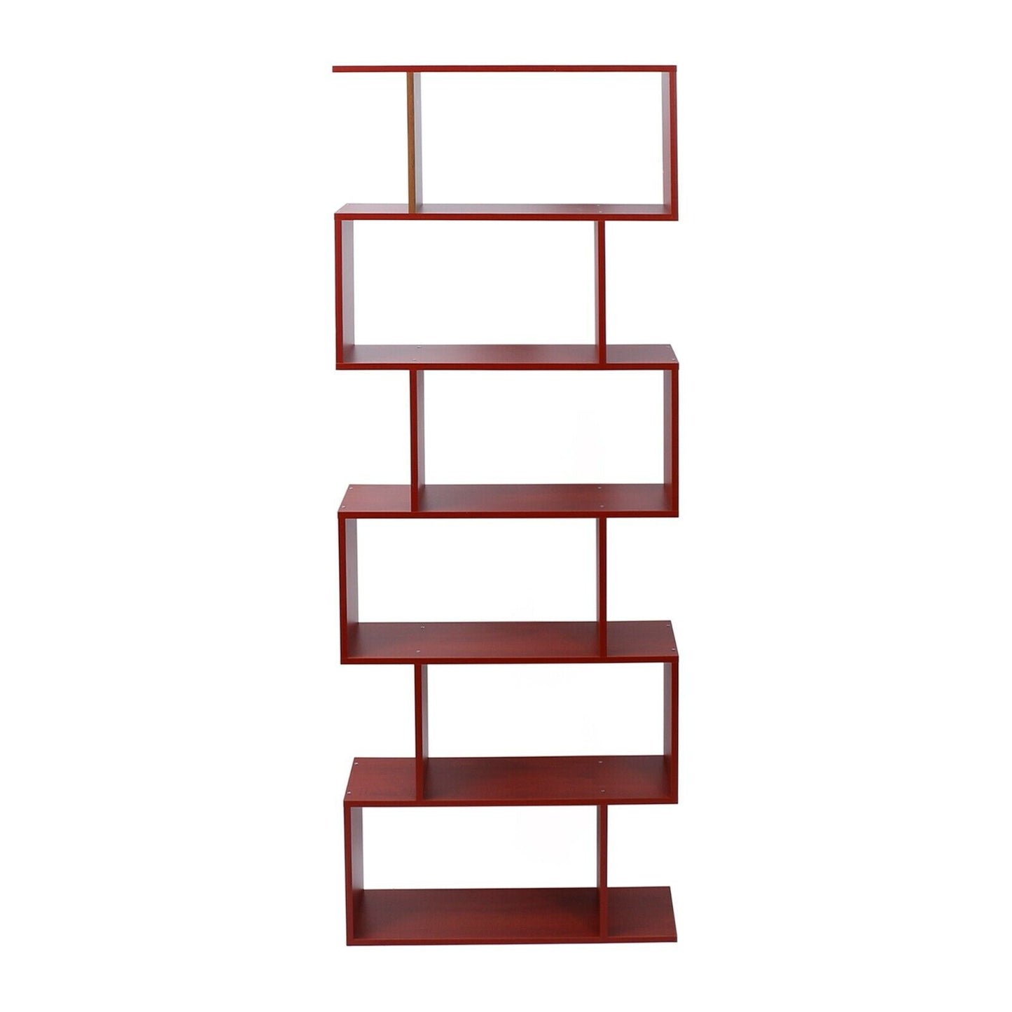 Wood Bookcase Bookshelf S Shape 6 Tier Shelves Free Shelving Storage