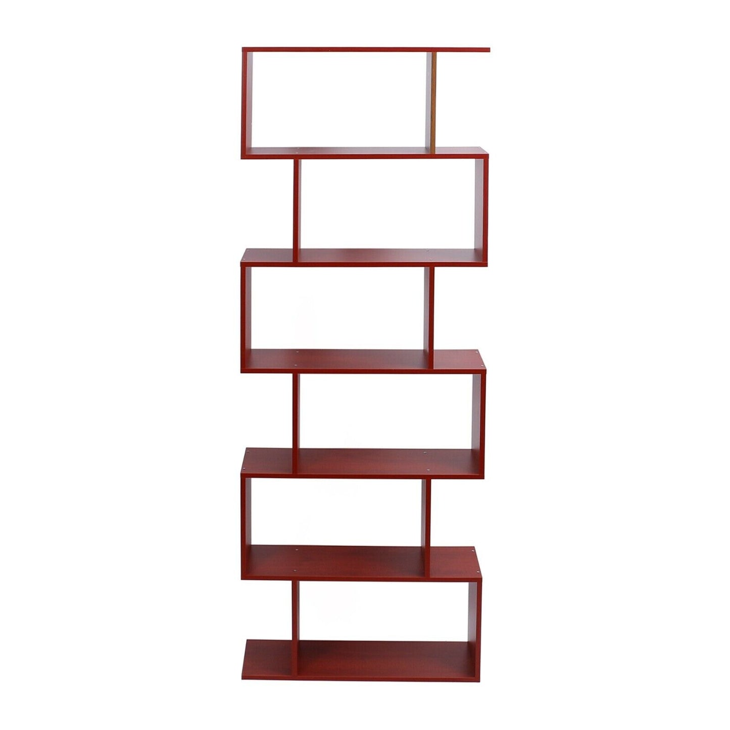 Wood Bookcase Bookshelf S Shape 6 Tier Shelves Free Shelving Storage