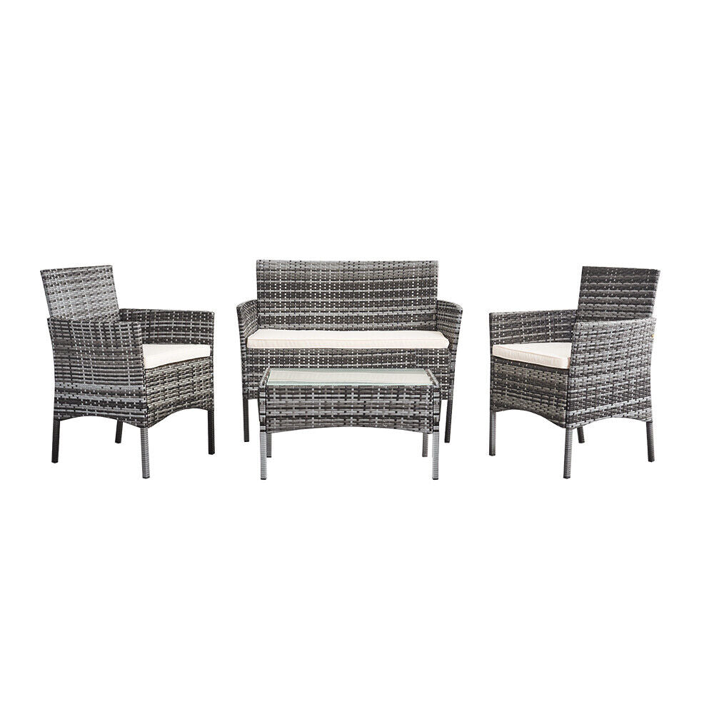 4 Piece Outdoor Rattan Garden Furniture Set