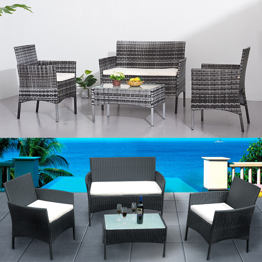 4 Piece Outdoor Rattan Garden Furniture Set