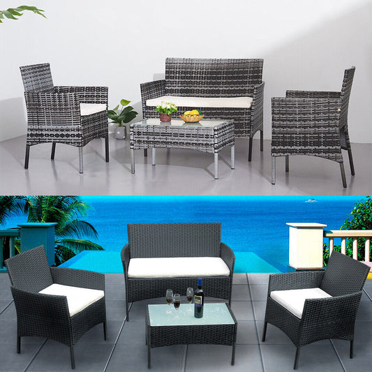 4 Piece Outdoor Rattan Garden Furniture Set