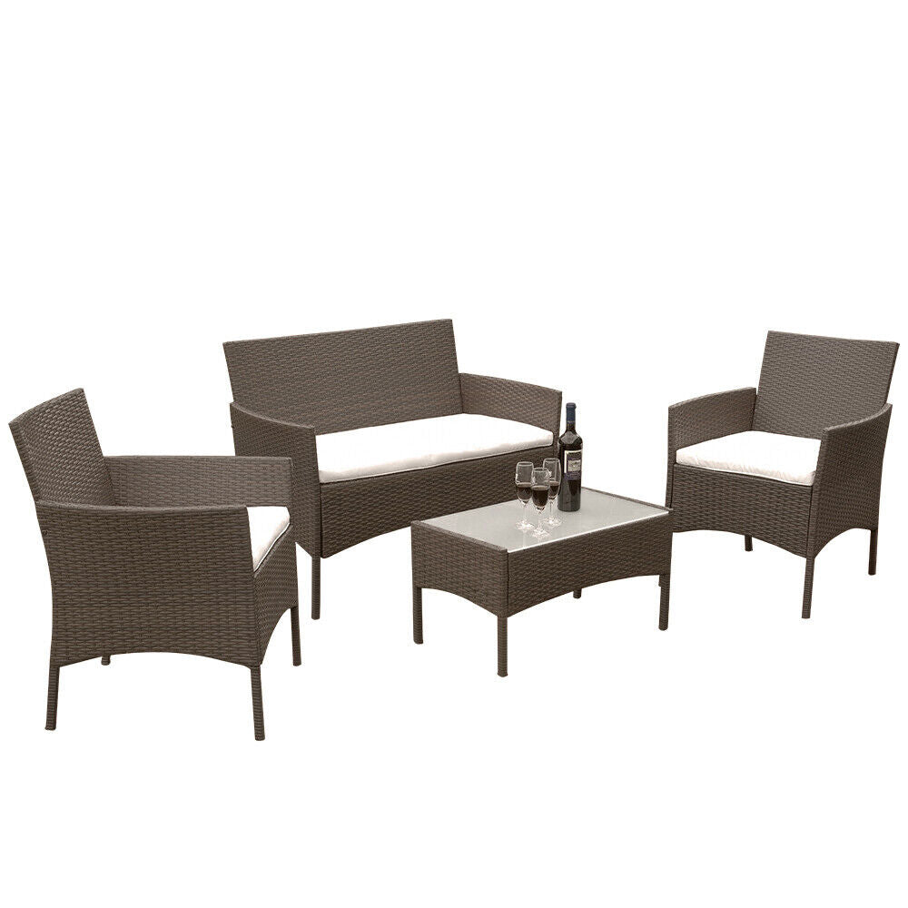 4 Piece Outdoor Rattan Garden Furniture Set