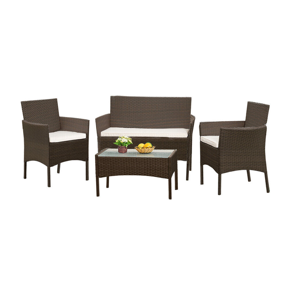 4 Piece Outdoor Rattan Garden Furniture Set