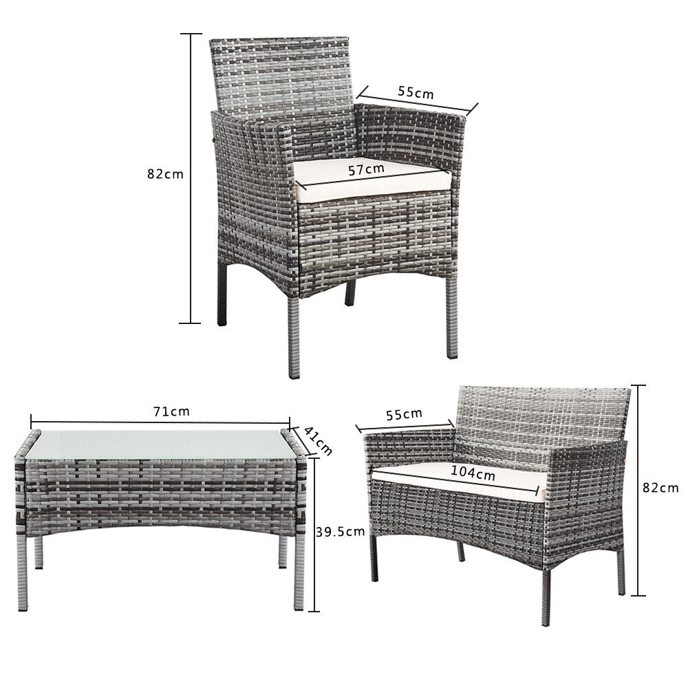 4 Piece Outdoor Rattan Garden Furniture Set