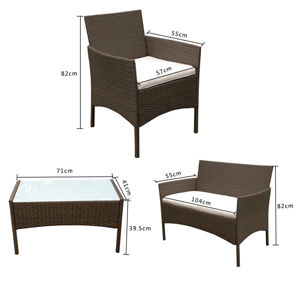 4 Piece Outdoor Rattan Garden Furniture Set