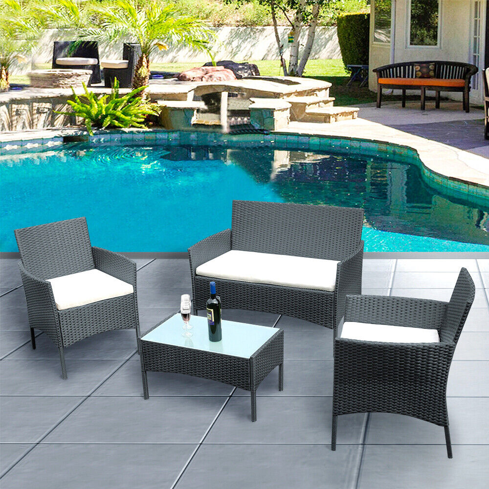 4 Piece Outdoor Rattan Garden Furniture Set