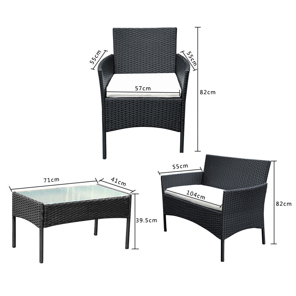 4 Piece Outdoor Rattan Garden Furniture Set